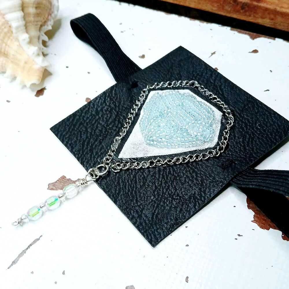 Diamond Embroidered Beaded Eye Patch, Adjustable Vision Accessory, Ocular Aid